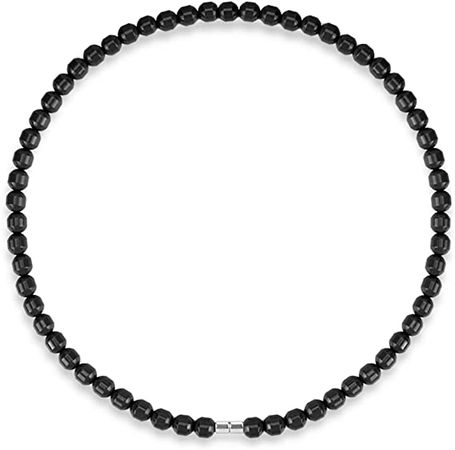 Amazon.com: Power Ionics 0.3 inches Black Tourmaline Beaded Necklace, Infinity Necklace, Fit for Size 19 inch, with Magnet Buckle: Clothing, Shoes & Jewelry