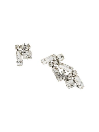 SAINT LAURENT crystal logo earrings