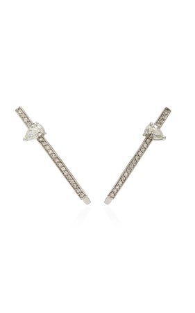 White Gold And Diamonds Line Earrings by Jack Vartanian