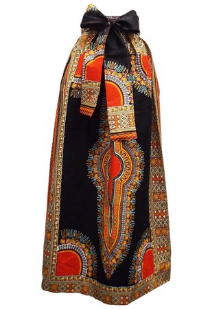 Orange Print Dashiki Maxi Skirt - African Attire – D'IYANU