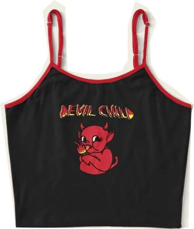 red and black cropped tank devil