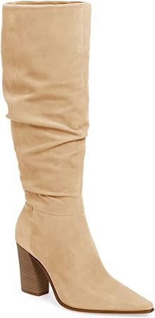 Amazon.com | PiePieBuy Womens Faux Suede Knee High Boots Wide Calf Pointed Toe High Chunky Heel Side Zipper Booties | Shoes