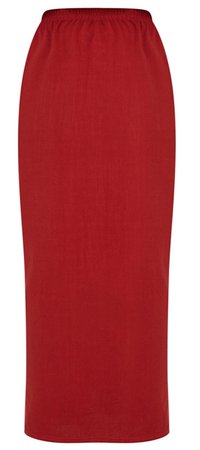 PLT Brick Red Woven Midi Skirt