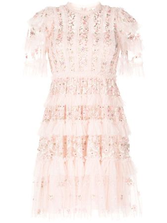 Needle & Thread floral-embroidery Tiered Ruffle Dress - Farfetch
