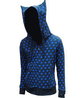 Black Punk Emo Kitty Ears Hoodie with Blue Stars all over … | Flickr