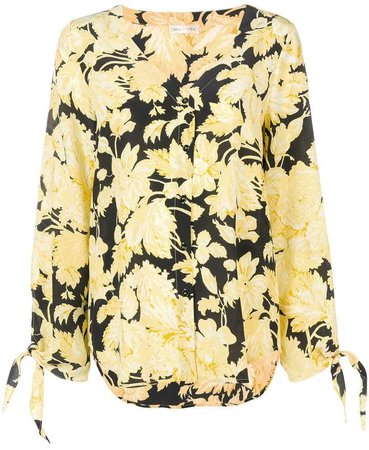 floral V-neck blouse