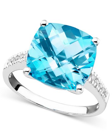 Macy's 14k White Gold Blue Topaz & Diamond Accent Ring