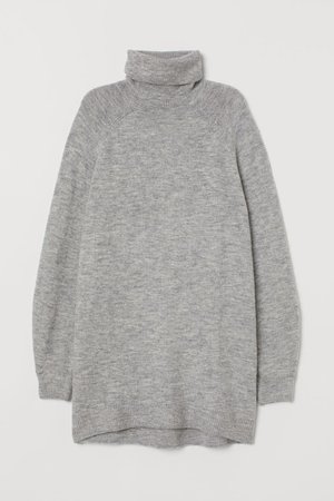 Long Turtleneck Sweater - Light gray melange - Ladies | H&M CA