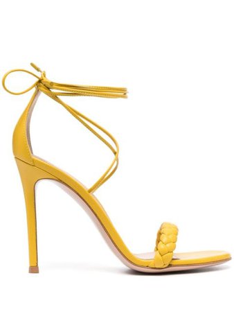 Gianvito Rossi Leomi 100mm lace-up sandals yellow G6153115RICNAP - Farfetch