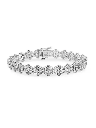 Effy Sterling Silver & 0.46 CT. T.W. Diamond Petal Link Bracelet | TheBay