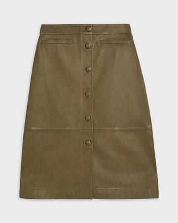 Button Front Leather Pencil Skirt - Khaki | Skirts | Ted Baker
