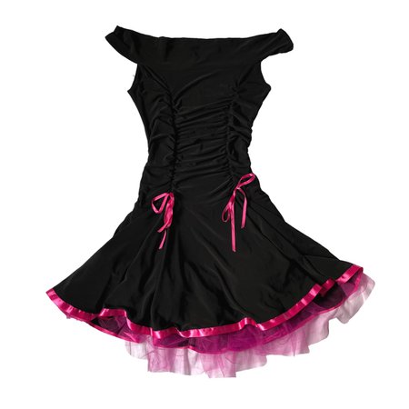black and pink satin ribbon dress