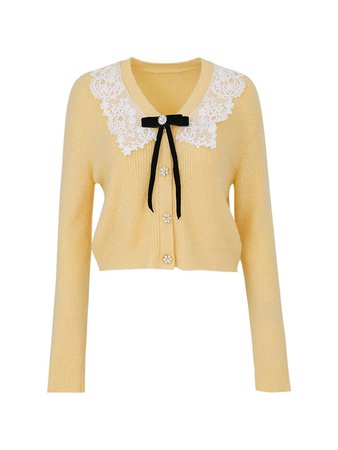 Yellow Lace Knit Cardigan – SINCETHEN