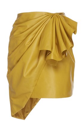 yellow leather skirt
