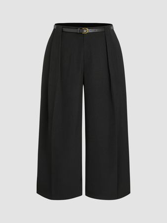 MidWaist Solid Pocket Straight Leg Trousers With Belt Curve & Plus - Cider