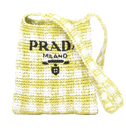 Prada woven logo raffia shoulder bag