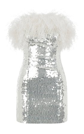 Feather-Trimmed Strapless Sequin Mini Dress By Ila. | Moda Operandi