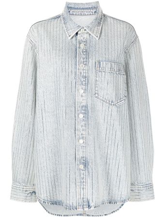Alexander Wang crystal-embellished stripe shirt - FARFETCH