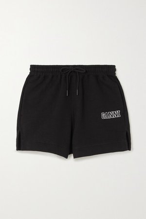 Software Isoli Embroidered Cotton-blend Jersey Shorts - Black