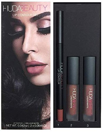 Amazon.com : Huda Beauty Lip Contour Set - Trendsetter (brown nude) & Bombshell (subtle pinkish nude) : Beauty