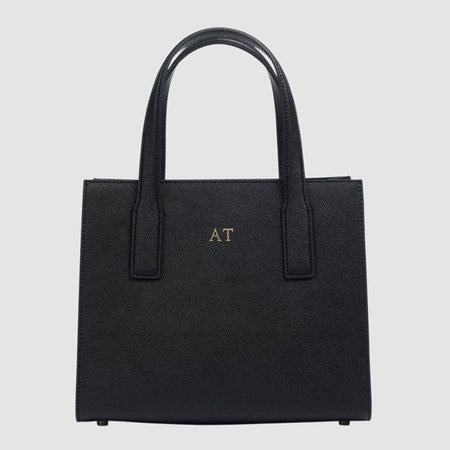Black Mini Pleated Tote - Monogram Leather Bags | The Daily Edited