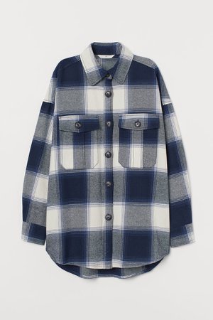 Cotton Flannel Shirt - Blue