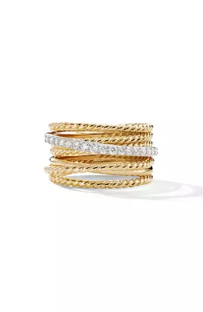 David Yurman DY Crossover Ring with Diamonds in Gold | Nordstrom