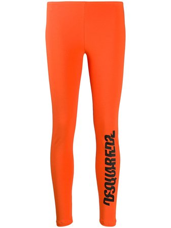 Orange Dsquared2 Logo Leggings | Farfetch.com