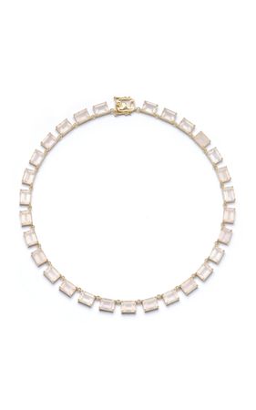 14k Gold Rose Quartz Riviera Necklace By Mateo | Moda Operandi