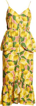 Fresh Lemons Peplum Midi Dress | Nordstrom
