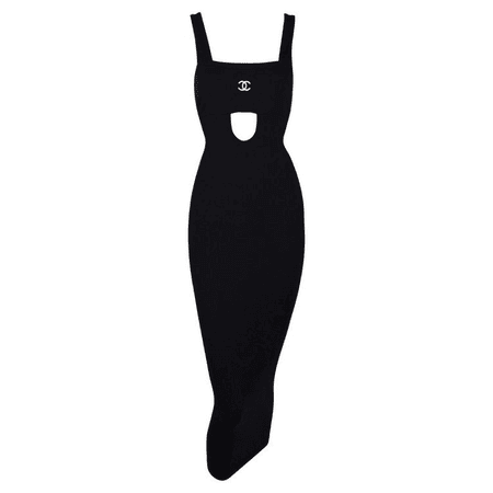 SS 1998 Chanel Black Bodycon Wiggle Dress