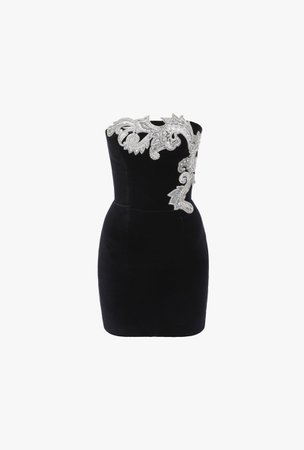 Balmain, Black and silver embroidered bustier dress