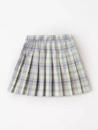 Tartan Zipper Back Mini Pleated Skirt | SHEIN USA grey