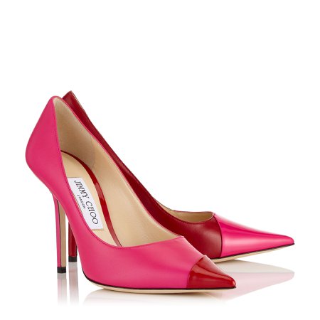 Hot Pink and Red Asymmetric Patent Nappa Leather Pointy Toe Pump| LOVE 100| Pre Fall 19 | JIMMY CHOO