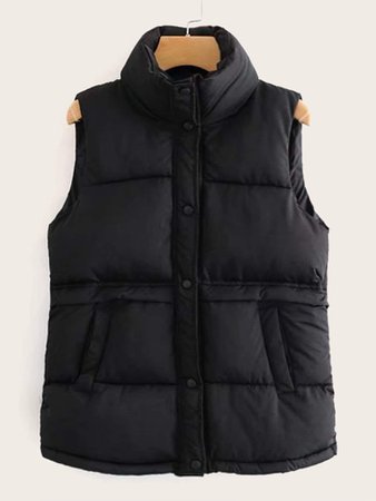 Funnel Neck Solid Puffer Gilet | SHEIN UK