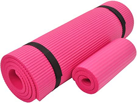 Amazon.com : Everyday Essentials 1/2-Inch Extra Thick High Density Anti-Tear Exercise Yoga Mat with Knee Pad and Carrying Strap, Pink : Sports & Outdoors