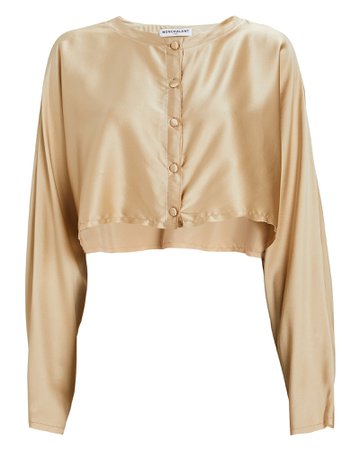 NONchalant Label Tiffany Silk Button-Up Crop Top | INTERMIX®
