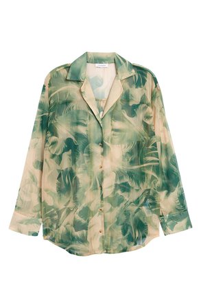 Topshop Palm Print Chiffon Button-Up Shirt | Nordstrom