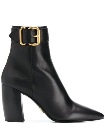 Black Prada Buckle Detail Boots | Farfetch.com