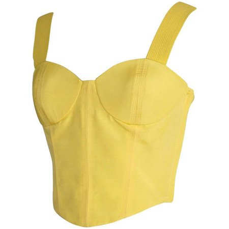 Gianni Versace Couture Vintage Bustier Clear Fresh Yellow 40 / 6 For Sale at 1stdibs