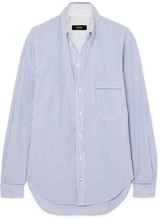 Striped Cotton-poplin Shirt - Blue