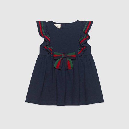 Baby cotton piquet dress with bow - Gucci Girls (0-36m) 544092XJALP4585