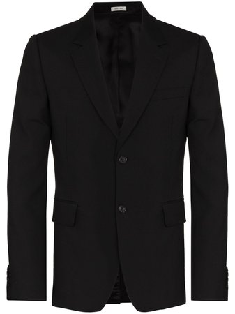 Shop black Alexander McQueen notch lapels single-breasted blazer with Express Delivery - Farfetch