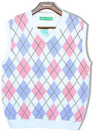 Amazon.com: V-Neck Argyle Golf Sweater Vests - GolfKnickers: Mens - Pullover - (A-ZZ): Clothing