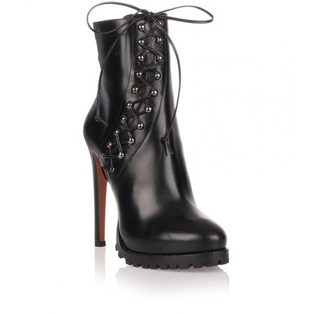 Alaia Leather Lace Up Ankle Boots