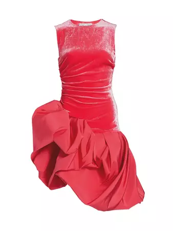 Shop Oscar de la Renta Velvet Draped Skirt Cocktail Dress | Saks Fifth Avenue