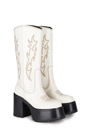 Current Mood Canyon Town Western Boots - Cream