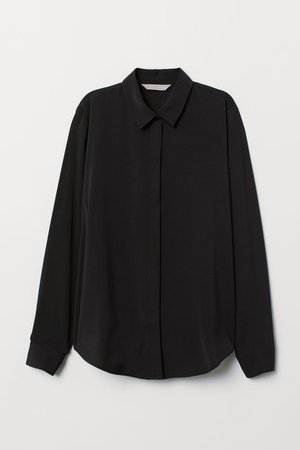 Long-sleeved Blouse - Black - Ladies | H&M US