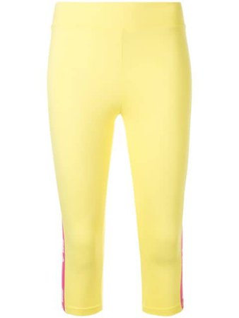 Shop yellow & pink Fila cropped logo-stripe leggings with Express Delivery - Farfetch
