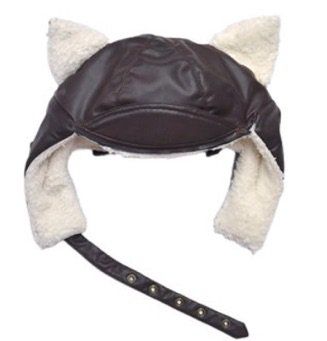 leather aviator cat ear hat